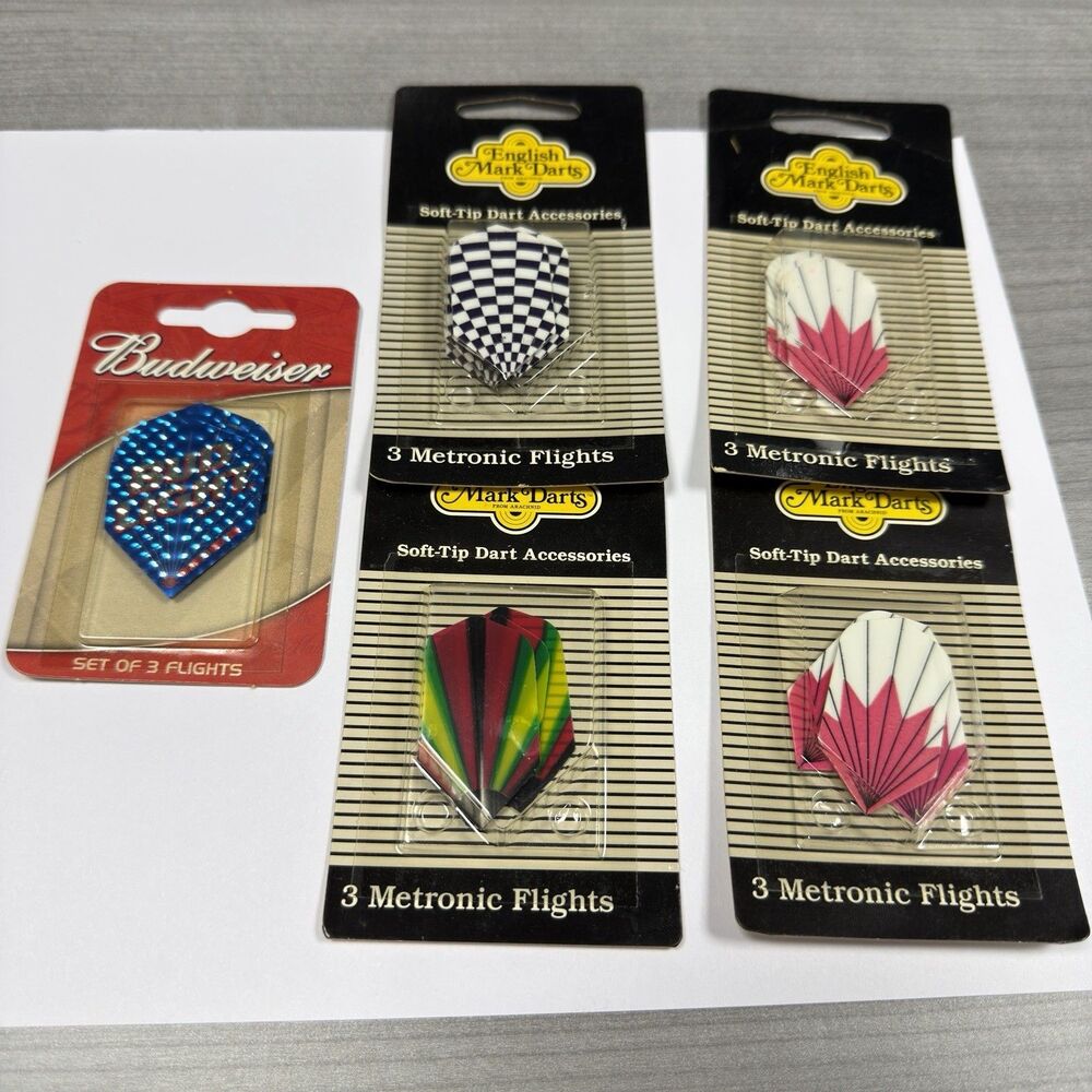 Soft Tip Dart Flights Lot – English Mark + Bud Light Flights Electronic Dartboar